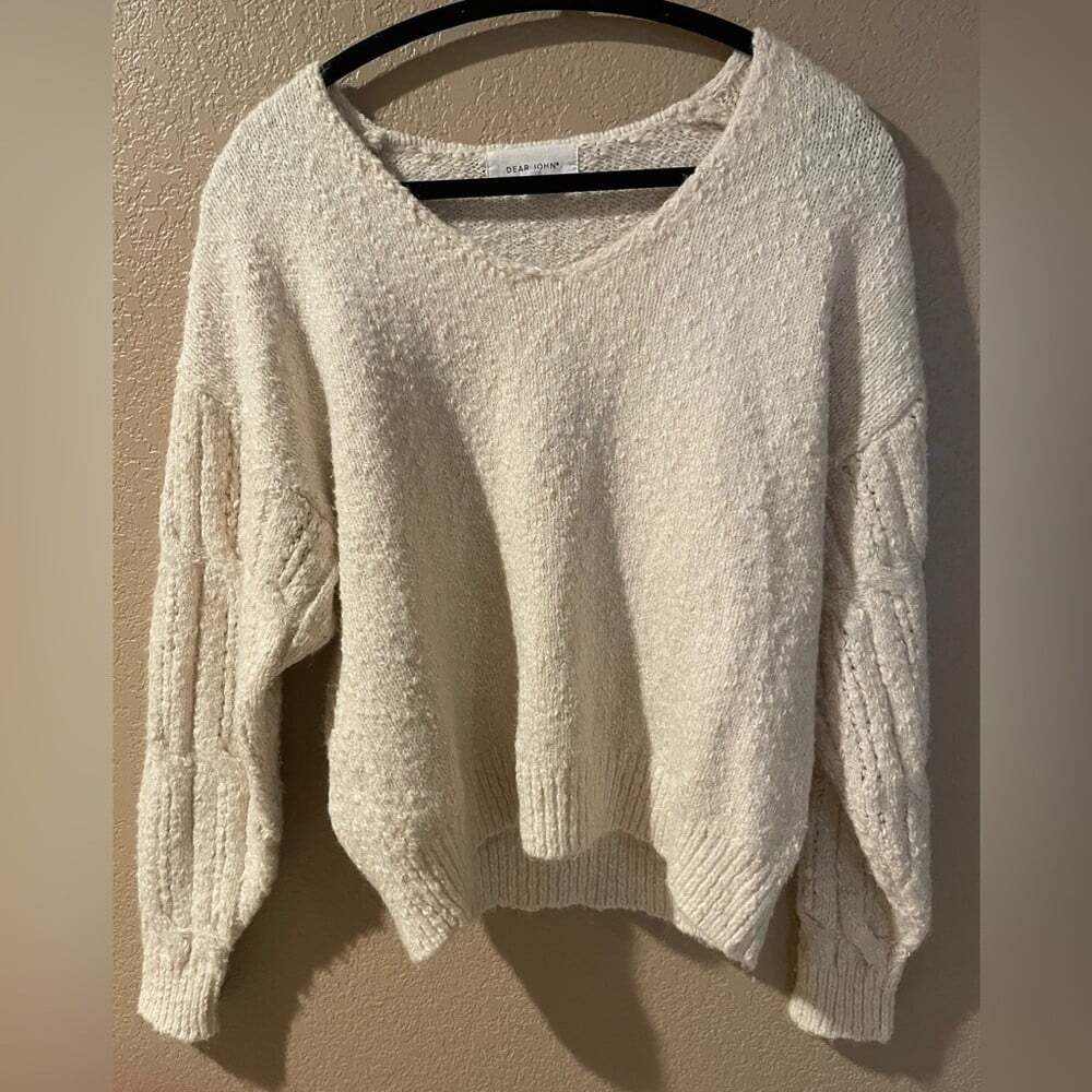 Dear John Cozy V-Neck Sweater in Cream